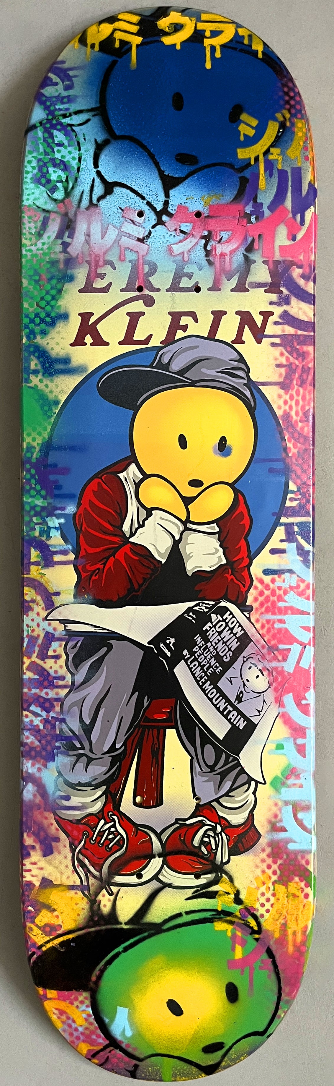 lance mountain black eye kid 8.5 MIXED PROCESS GREEN/YELLOW SIGNED 1 of 1
