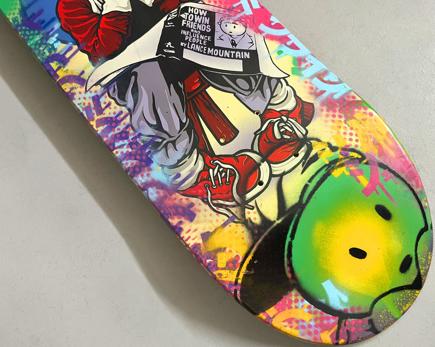 lance mountain black eye kid 8.5 MIXED PROCESS GREEN/YELLOW SIGNED 1 of 1