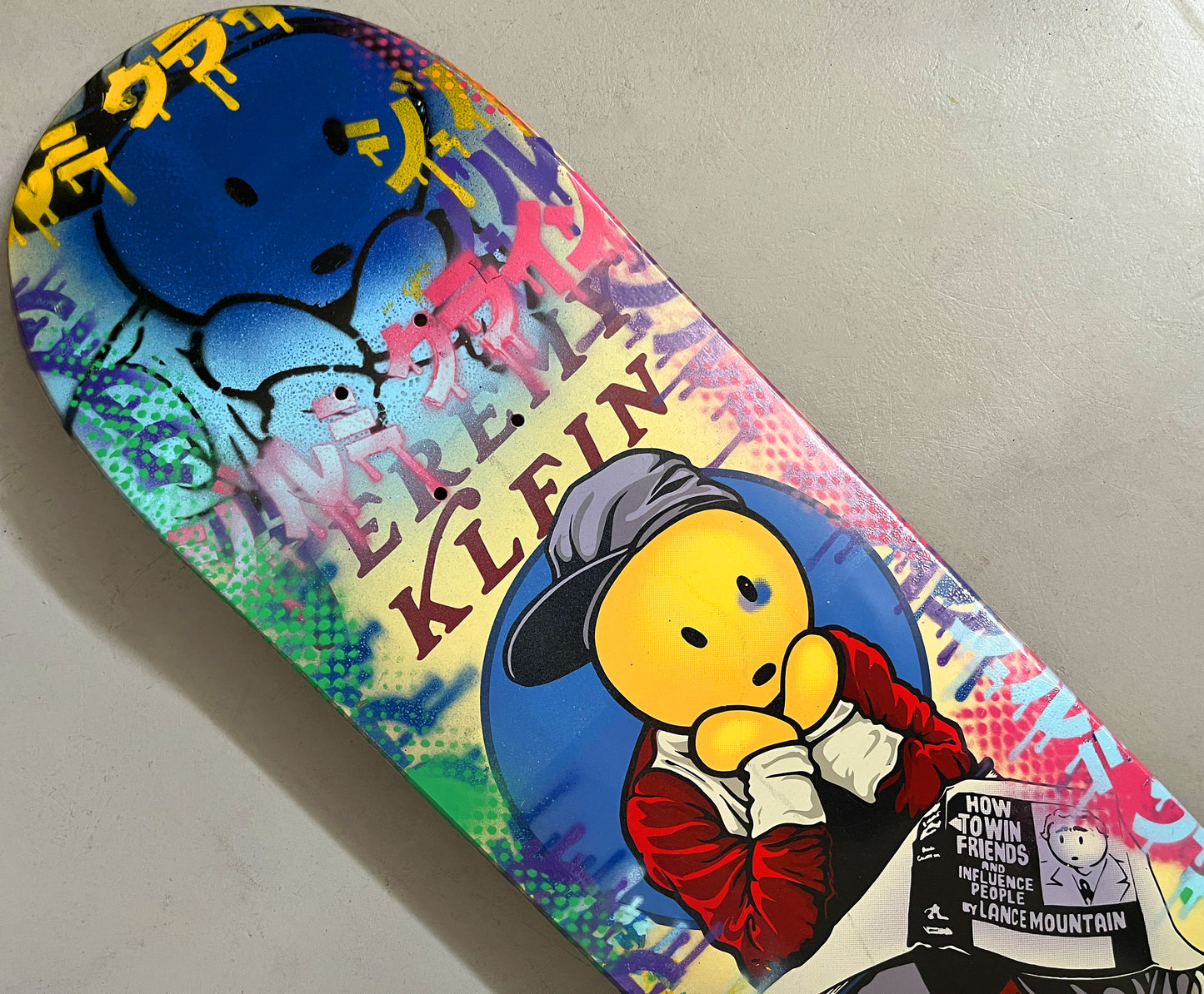 lance mountain black eye kid 8.5 MIXED PROCESS GREEN/YELLOW SIGNED 1 of 1