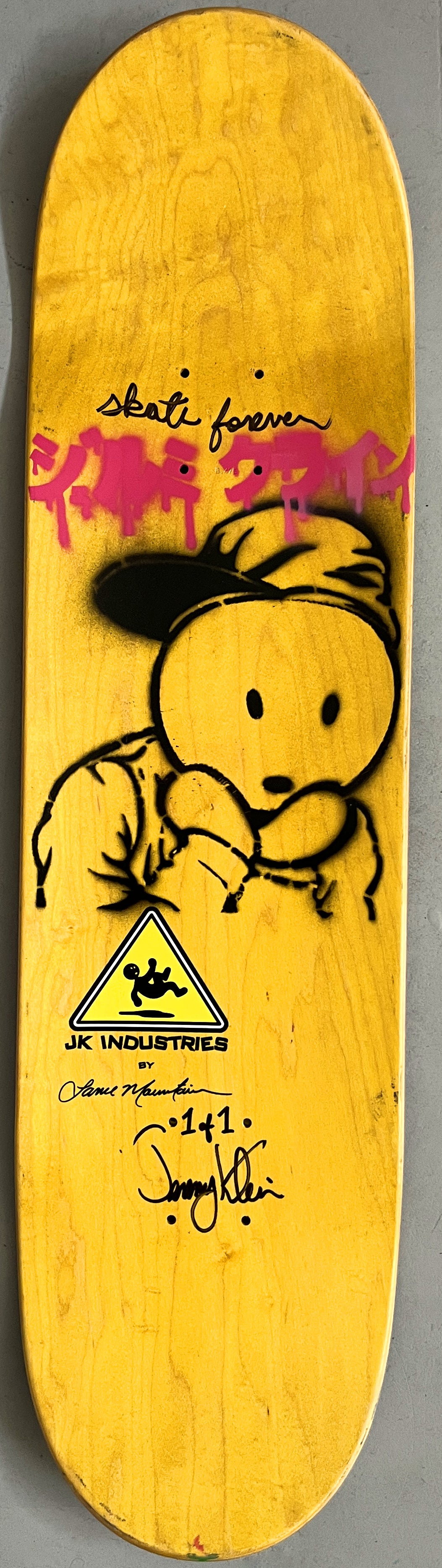 lance mountain black eye kid 8.5 MIXED PROCESS GREEN/YELLOW SIGNED 1 of 1