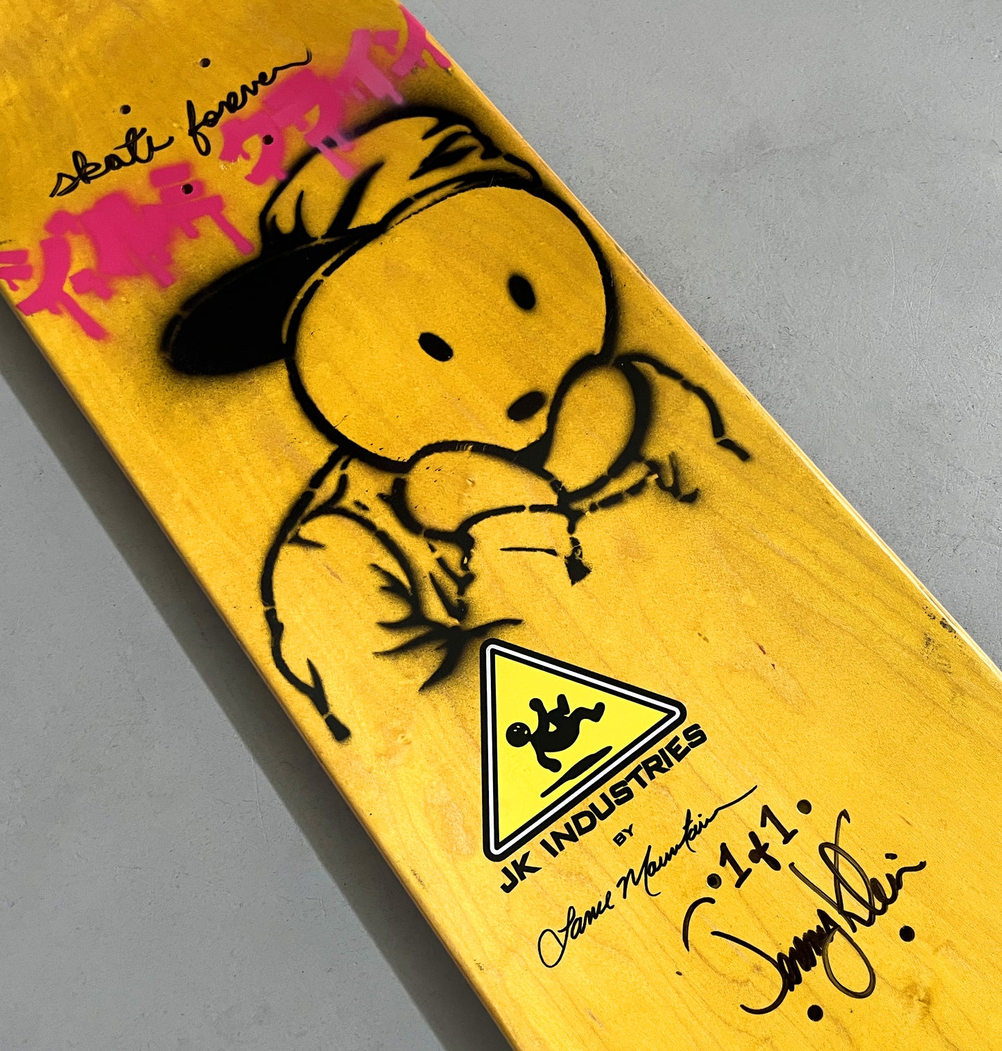 lance mountain black eye kid 8.5 MIXED PROCESS GREEN/YELLOW SIGNED 1 of 1