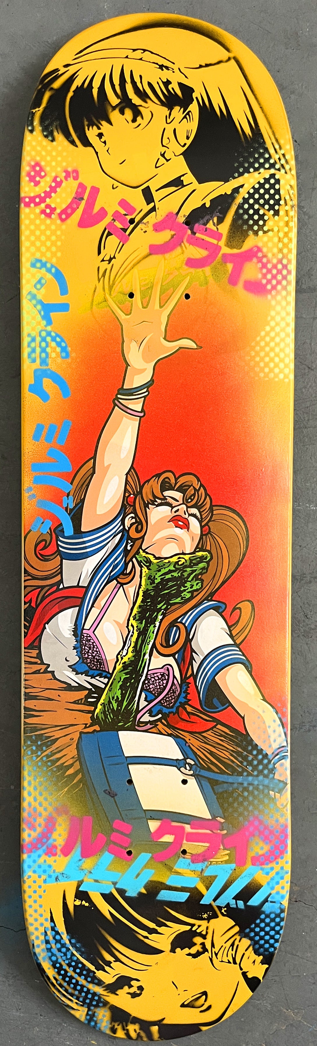evil fever 8.0 X 31.75 YELLOW/GRADIENT MIXED PROCESS SIGNED 1 of 1
