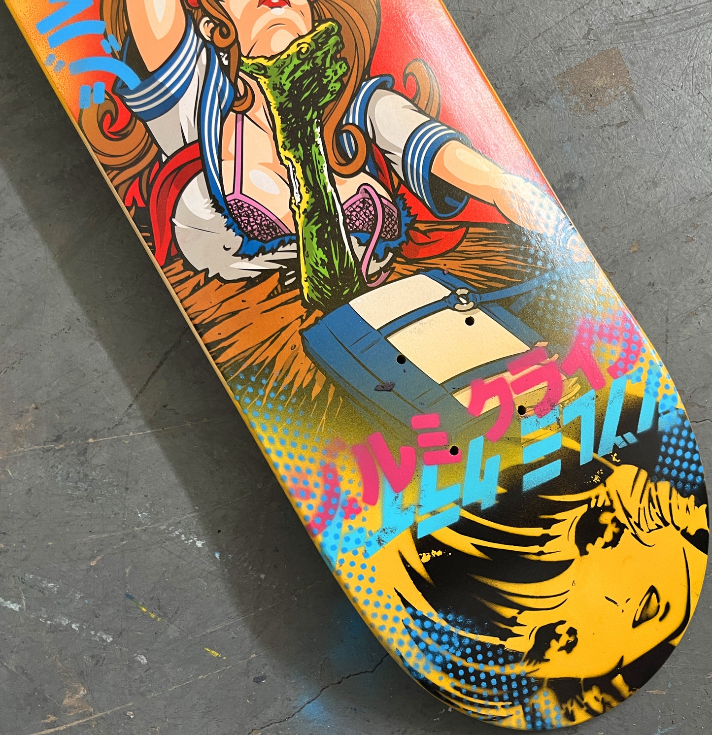 evil fever 8.0 X 31.75 YELLOW/GRADIENT MIXED PROCESS SIGNED 1 of 1