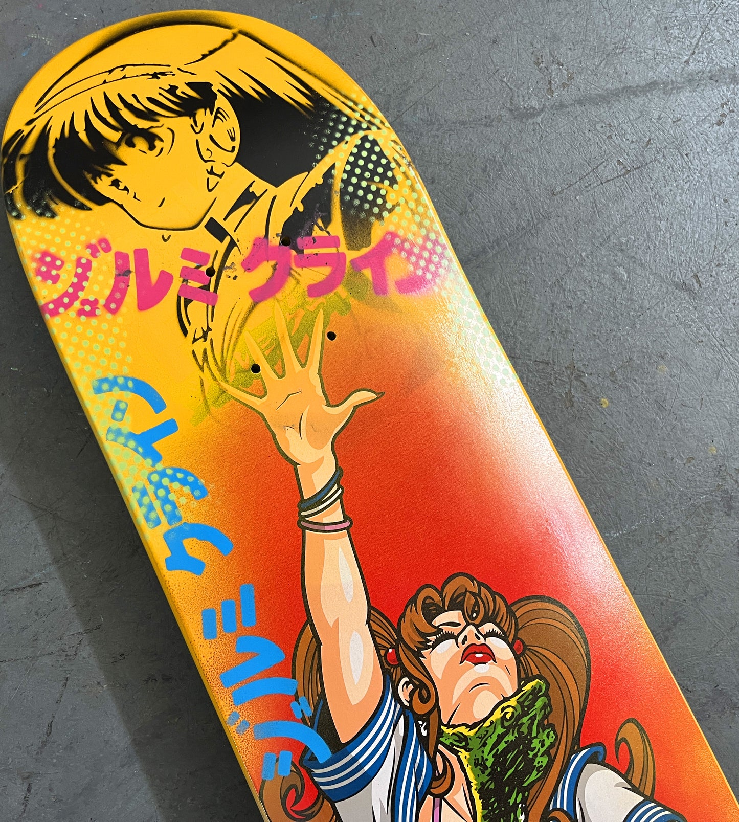evil fever 8.0 X 31.75 YELLOW/GRADIENT MIXED PROCESS SIGNED 1 of 1