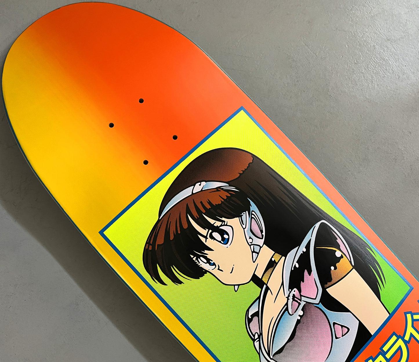 SIGNED dream girl board ORANGE/YELLOW FOUNTAIN BLEND original size 9.5 X 31.75