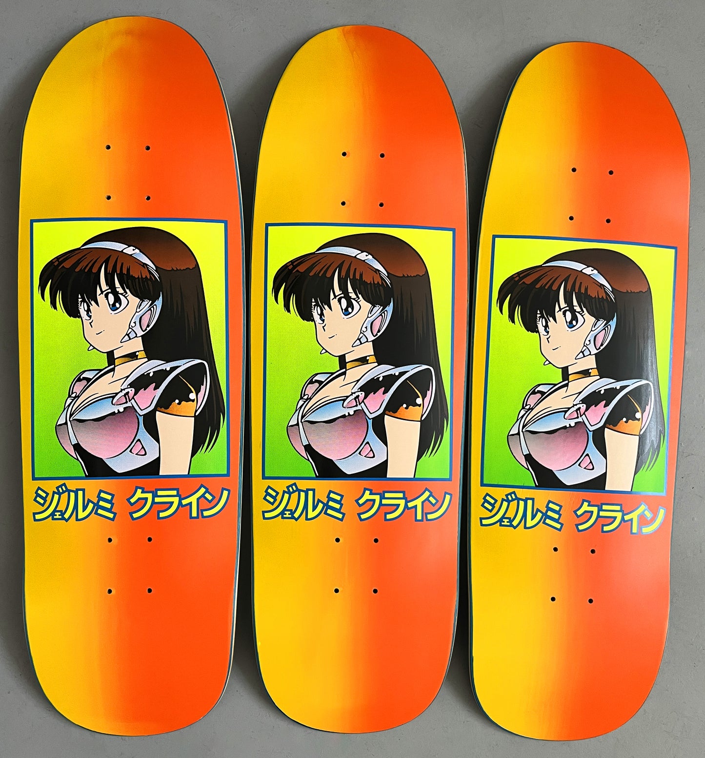 SIGNED dream girl board ORANGE/YELLOW FOUNTAIN BLEND original size 9.5 X 31.75