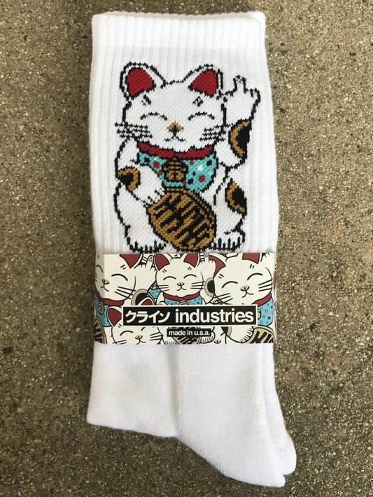 unlucky cat socks - WHITE