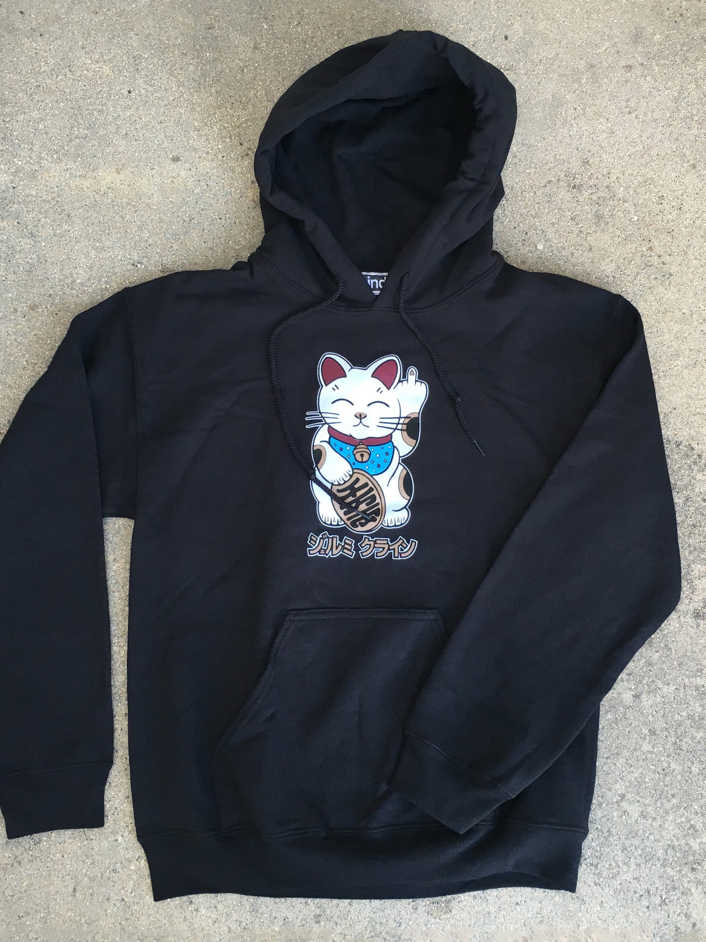 unlucky cat hooded sweatshirt - BLACK
