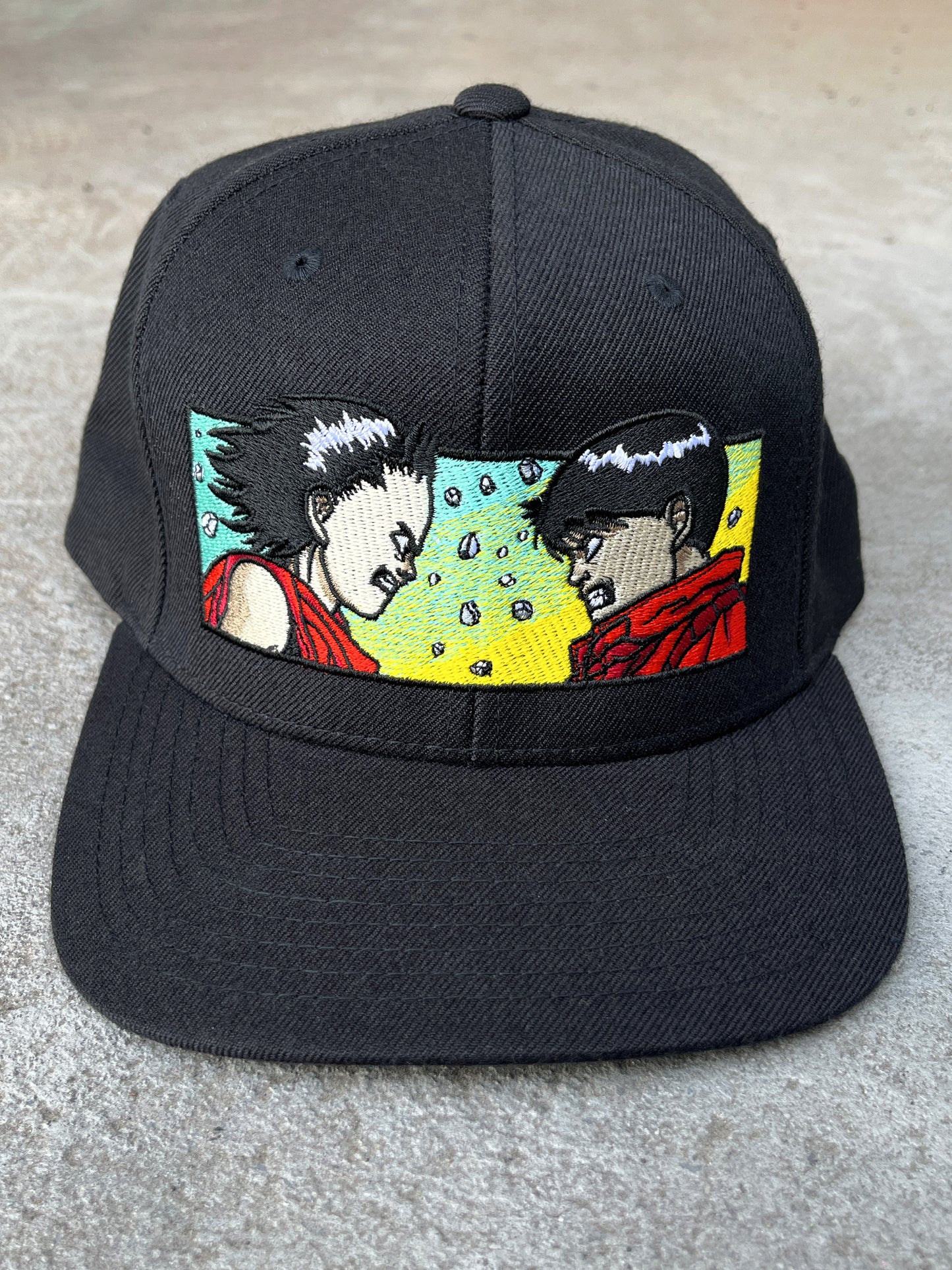 tetsuo vs kaneda embroidered snapback hat - BLACK