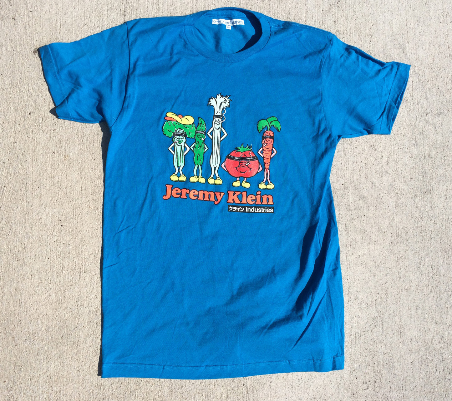 jeremy klein silk screened vegetables t-shirt turquoise