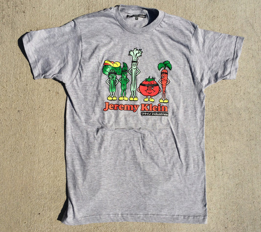 jeremy klein silk screened vegetables t-shirt heather grey