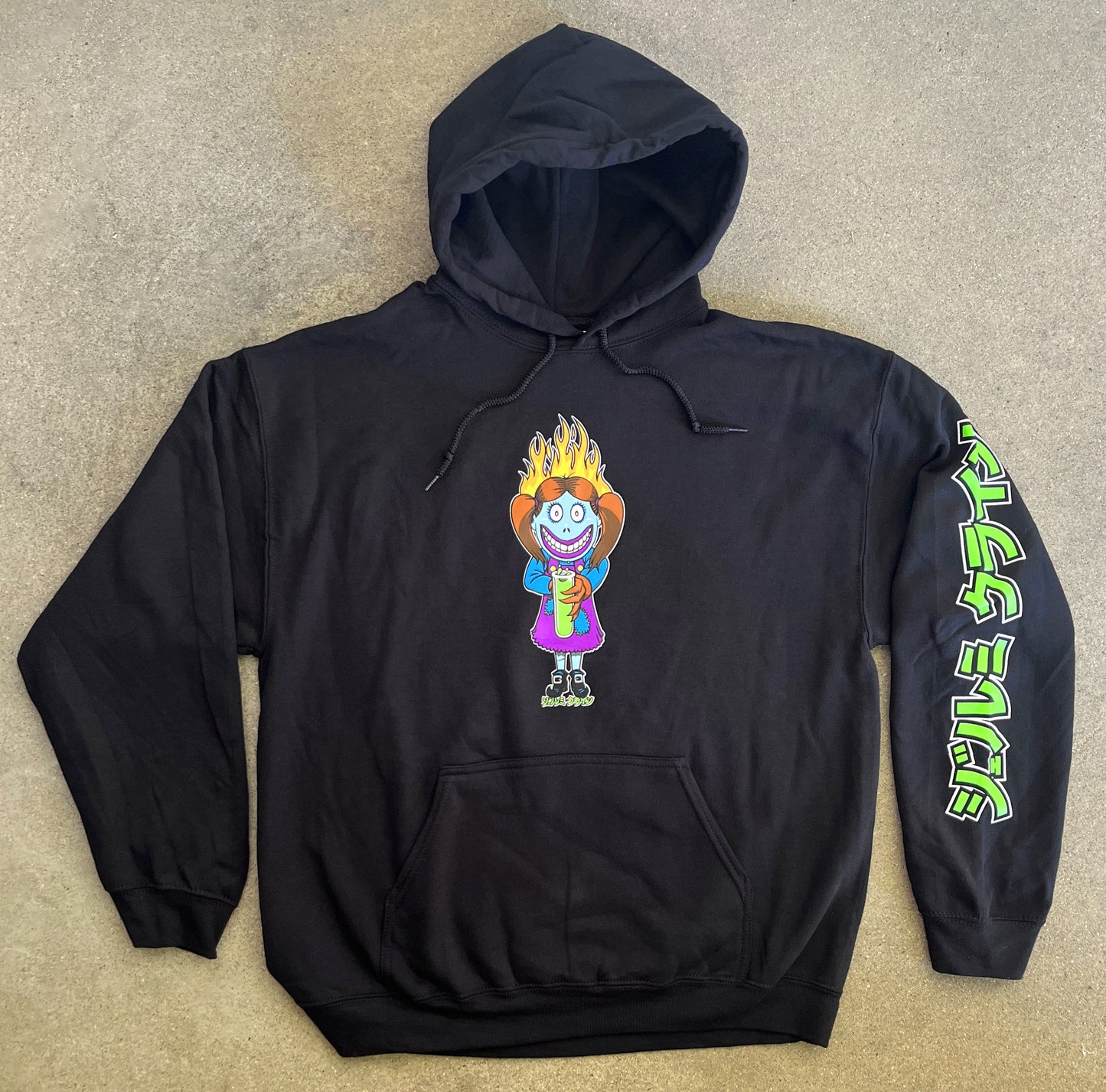 demon child hooded sweatshirt - BLACK