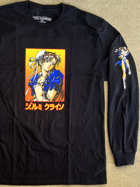 chun li LONG SLEEVE t-shirt - BLACK