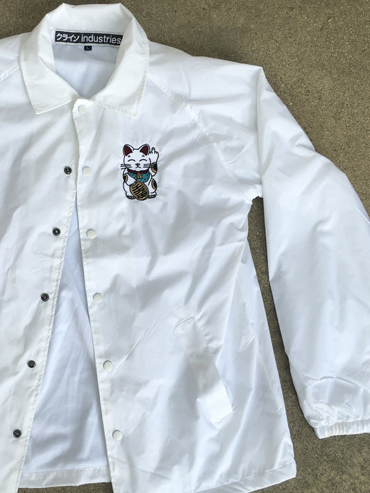 kawaii unlucky cat jacket - WHITE