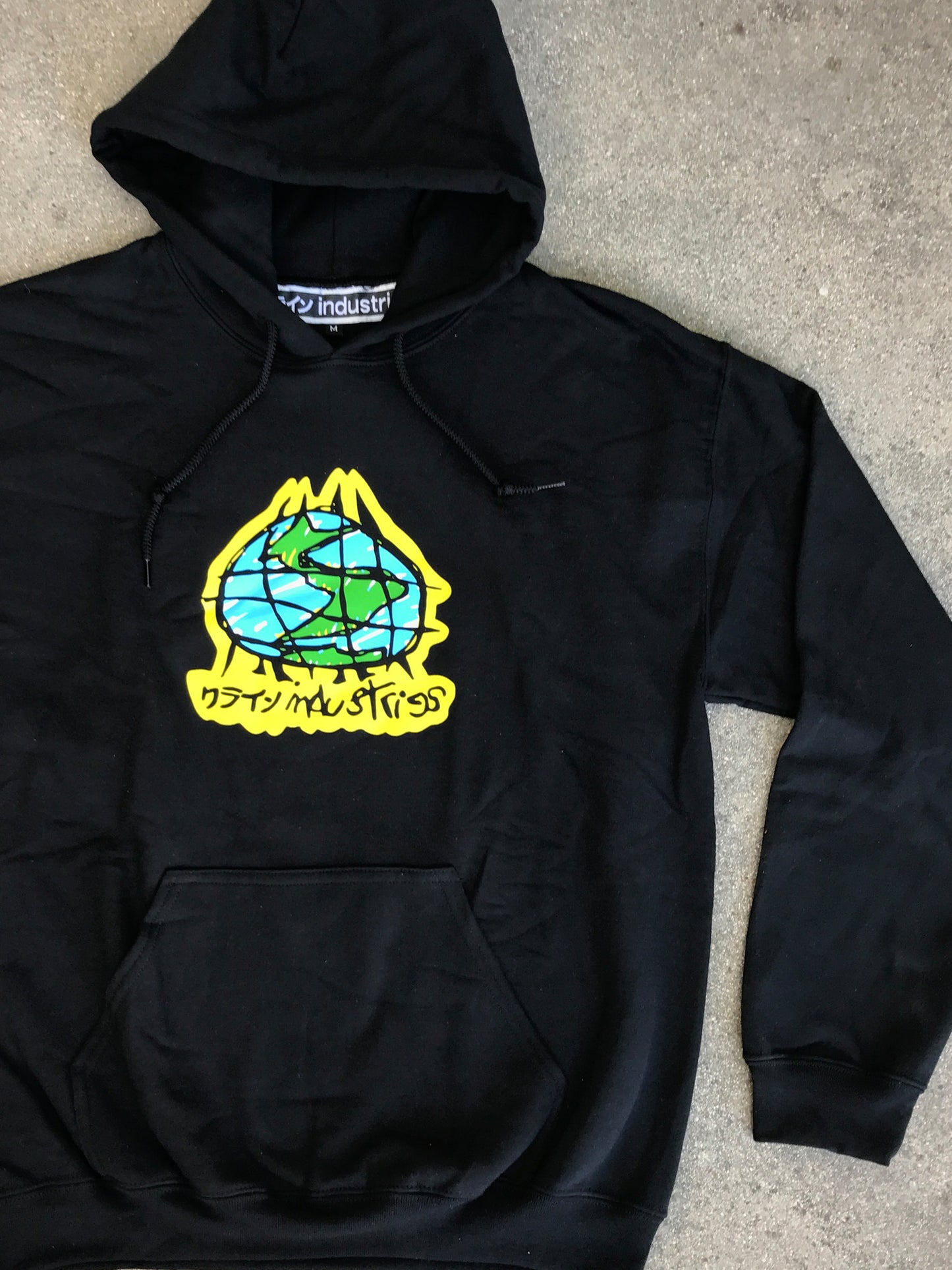 scribble globe hooded sweatshirt - BLACK