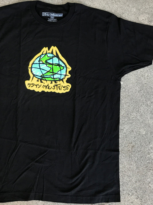 scribble globe t-shirt BLACK