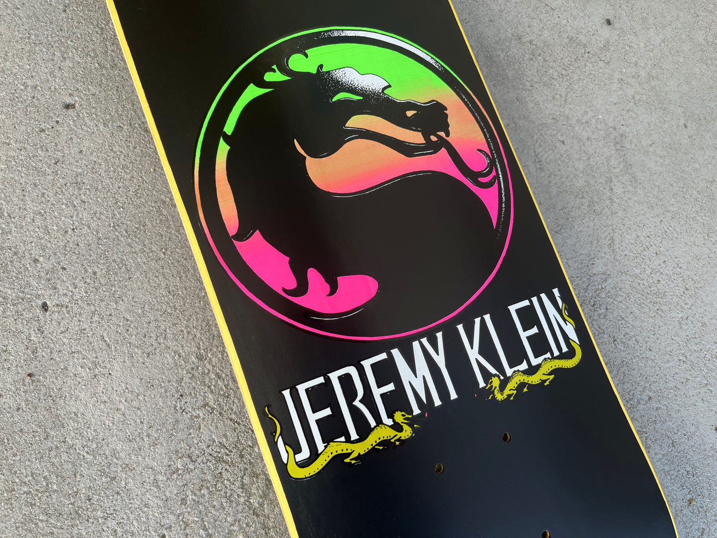 SIGNED jeremy klein dragon 8.0 X 31.75 HAND SCREENED PINK/GREEN ONLY 2 MADE