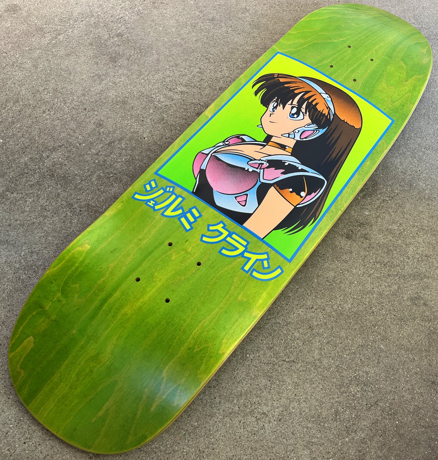 dream girl board GREEN original size 9.5 X 31.75 wheelbase 14.25