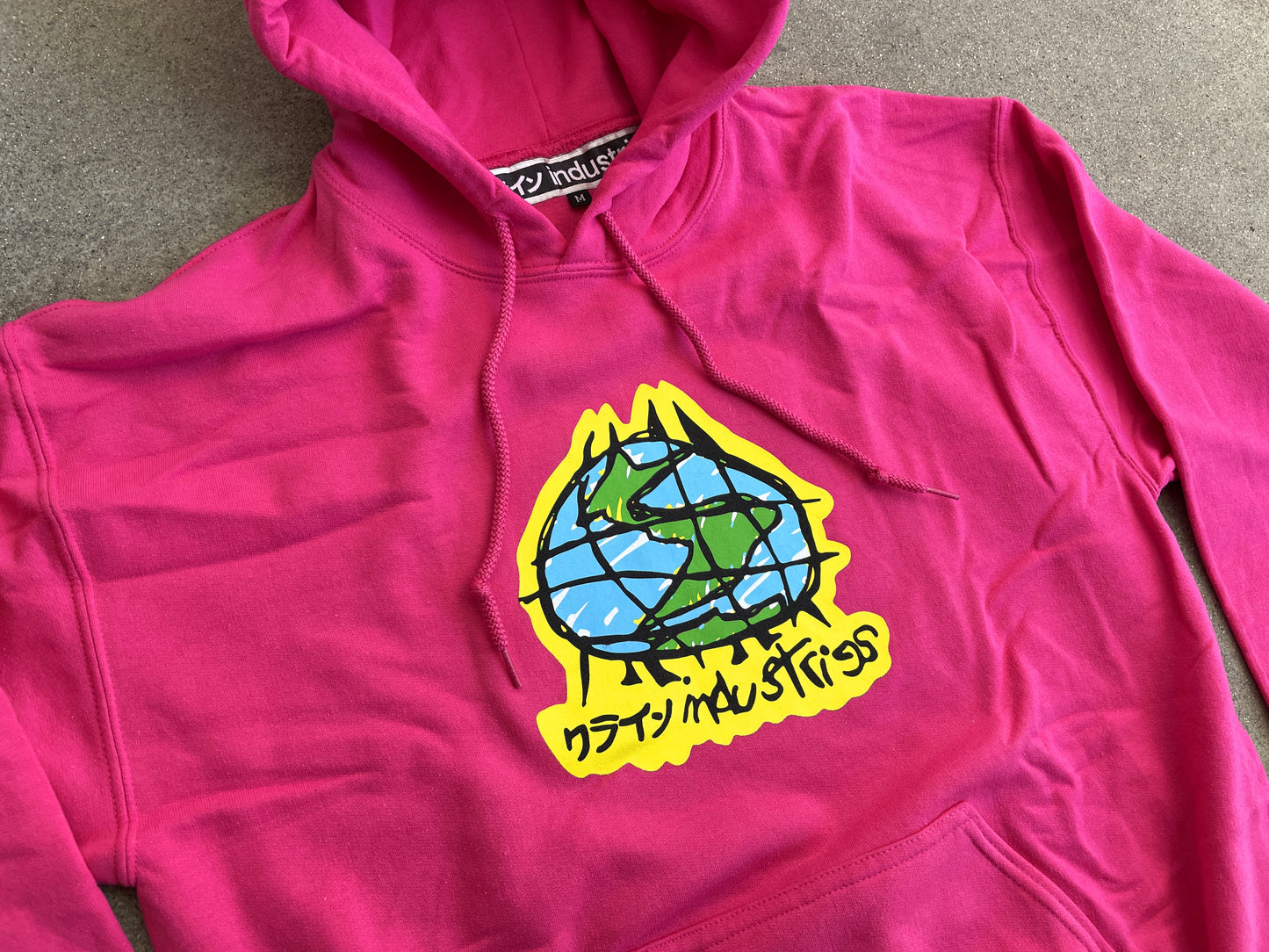 scribble globe hooded sweatshirt - PINK
