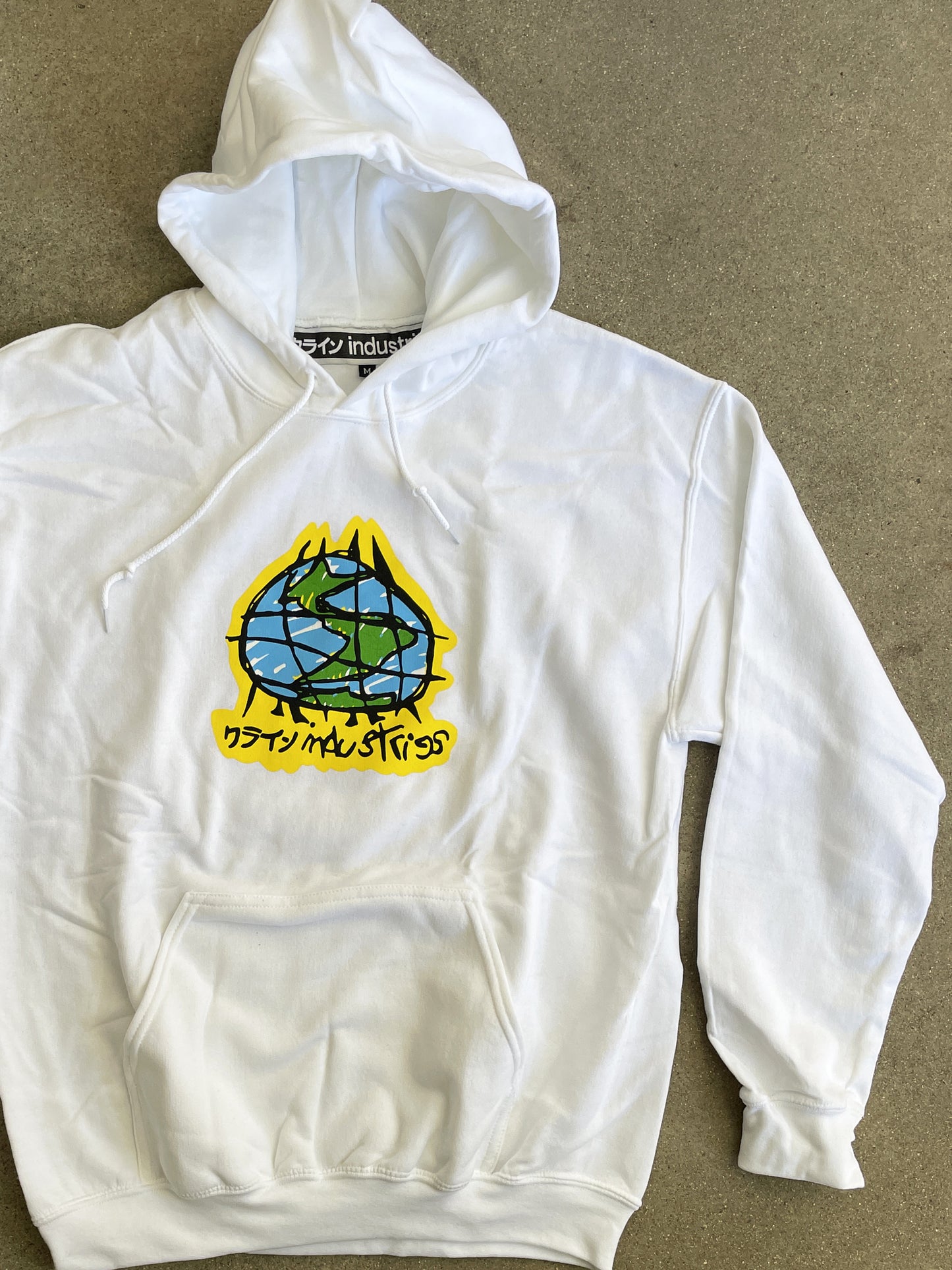 scribble globe hooded sweatshirt - WHITE